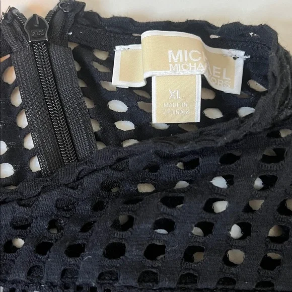 Michael Kors Crochet Top Black Short Sleeve Dress Size XL - Picture 6 of 7